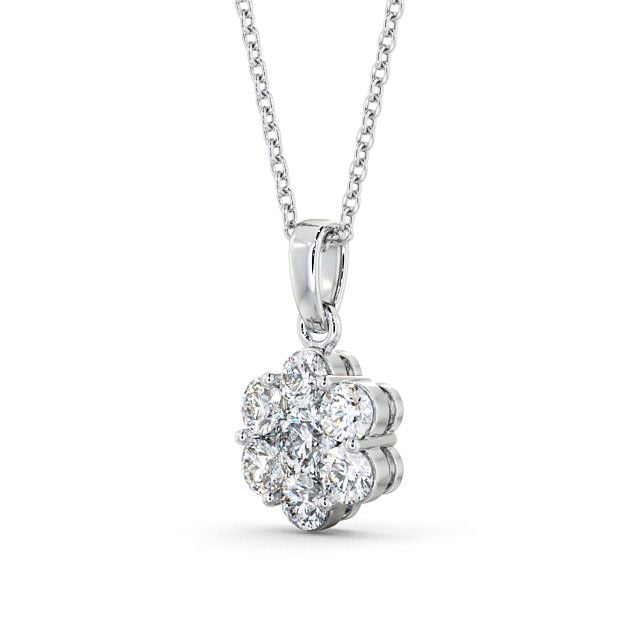 Cluster Round Diamond Pendant 18K White Gold - Creslow PNT63_WG_SIDE