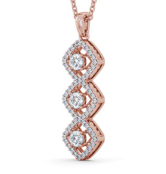 Drop Round Diamond Trilogy Cluster Pendant 9K Rose Gold PNT64_RG_THUMB1 