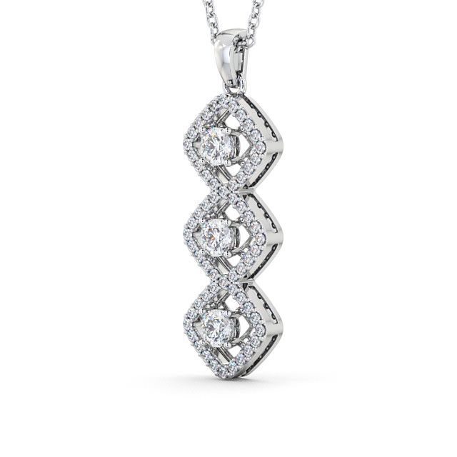 Drop Round Diamond Pendant 9K White Gold - Bellarena PNT64_WG_SIDE