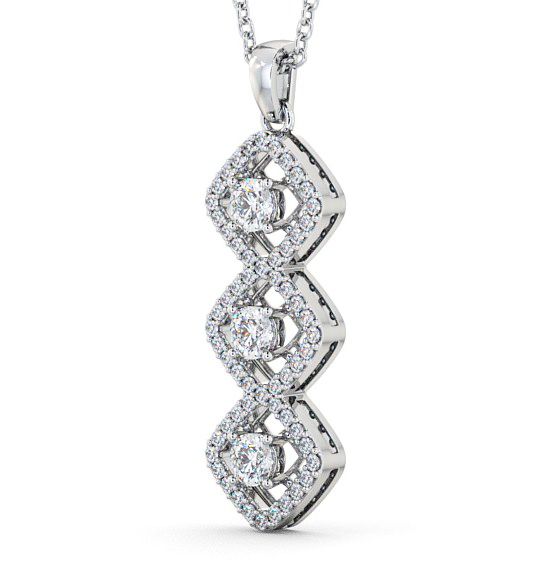 Drop Round Diamond Trilogy Cluster Pendant 9K White Gold PNT64_WG_THUMB1 