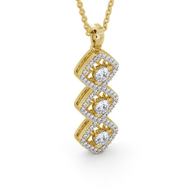 Drop Round Diamond Pendant 9K Yellow Gold - Bellarena PNT64_YG_FLAT
