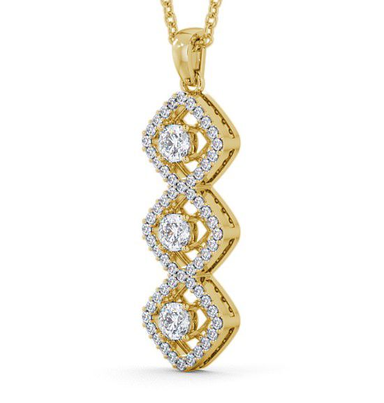 Drop Round Diamond Trilogy Cluster Pendant 9K Yellow Gold PNT64_YG_THUMB1