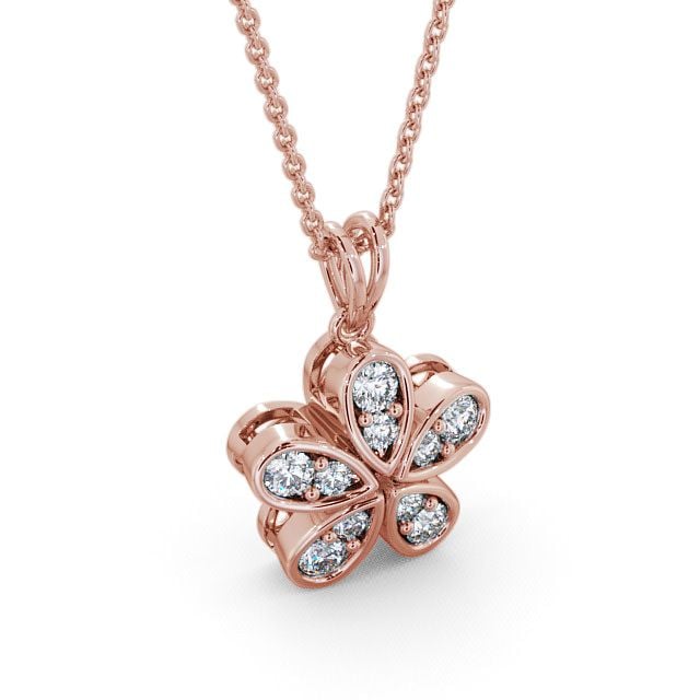 Flower Shaped Diamond Pendant 9K Rose Gold - Firle PNT65_RG_FLAT