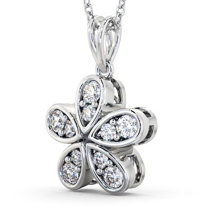 Flower Shaped Diamond Cluster Pendant 18K White Gold PNT65_WG_THUMB1 