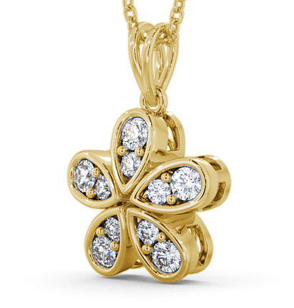 Flower Shaped Diamond Cluster Pendant 9K Yellow Gold PNT65_YG_THUMB1 