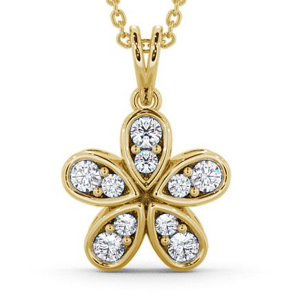 Firle Floral Design Pendant Round Diamond PNT65_YG_THUMB2 