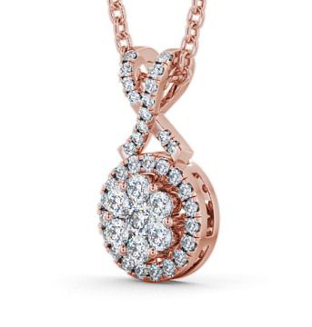 Cluster Round Diamond 0.42ct Crossover Bail Pendant 18K Rose Gold PNT67_RG_THUMB1