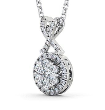 Cluster Round Diamond 0.42ct Crossover Bail Pendant 9K White Gold PNT67_WG_THUMB1 