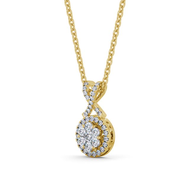 Cluster Round Diamond 0.42ct Pendant 18K Yellow Gold - Knightsbridge PNT67_YG_SIDE