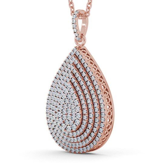 Cluster Round Diamond 0.88ct Pear Design Pendant 9K Rose Gold PNT68_RG_THUMB1