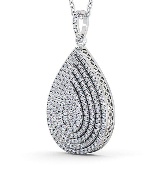 Cluster Round Diamond 0.88ct Pear Design Pendant 9K White Gold PNT68_WG_THUMB1