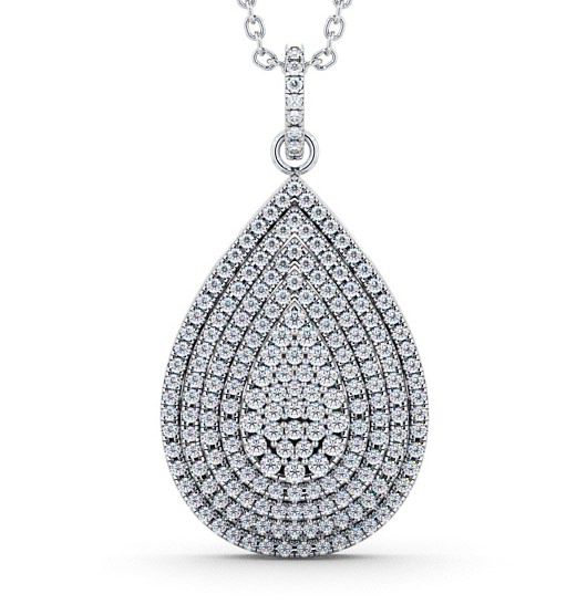 Cluster Round Diamond 0.88ct Pear Design Pendant 18K White Gold PNT68_WG_THUMB2 