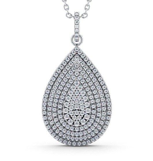 Cluster Round Diamond 0.88ct Pear Design Pendant 18K White Gold PNT68_WG_THUMB2 