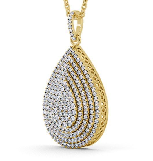 Cluster Round Diamond 0.88ct Pear Design Pendant 18K Yellow Gold PNT68_YG_THUMB1 