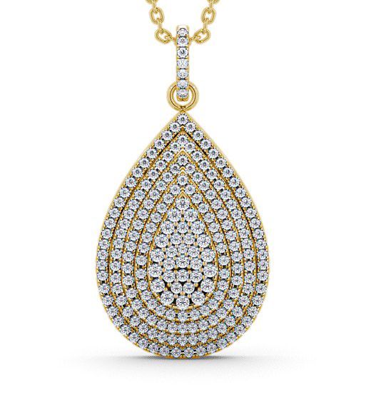 Cluster Round Diamond 0.88ct Pear Design Pendant 18K Yellow Gold PNT68_YG_THUMB2 
