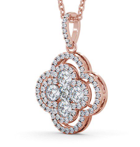 Cluster Round Diamond 0.48ct Clover Design Pendant 18K Rose Gold PNT69_RG_THUMB1 