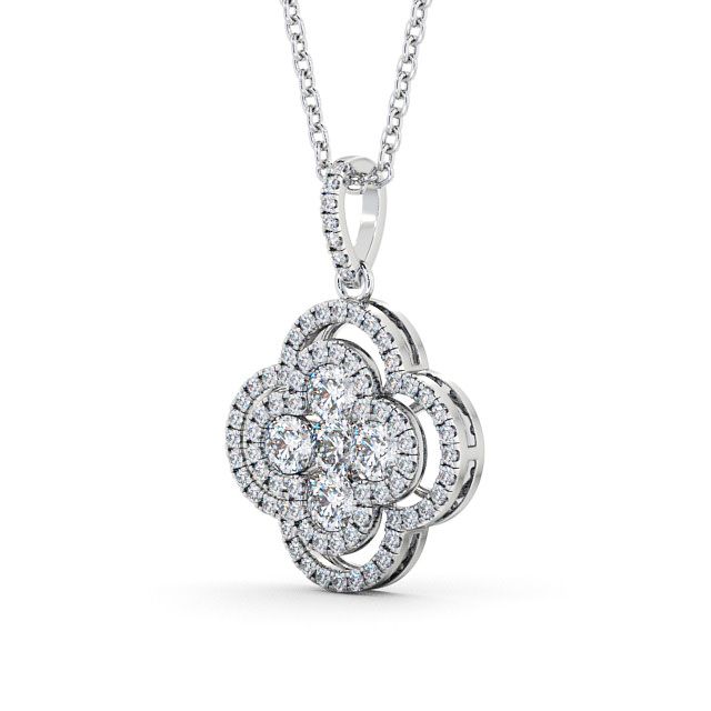 Cluster Round Diamond 0.48ct Pendant 18K White Gold - Bailey PNT69_WG_SIDE