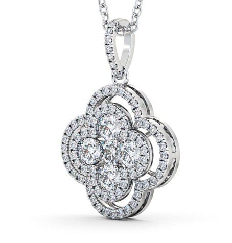 Cluster Round Diamond 0.48ct Clover Design Pendant 9K White Gold PNT69_WG_THUMB1