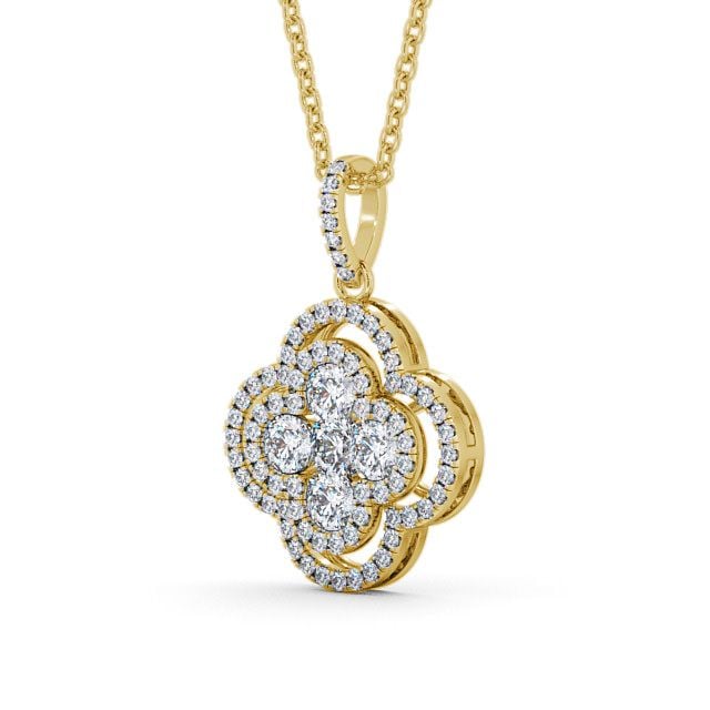 Cluster Round Diamond 0.48ct Pendant 18K Yellow Gold - Bailey PNT69_YG_SIDE