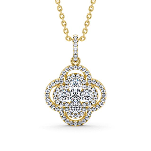 Cluster Round Diamond 0.48ct Pendant 9K Yellow Gold - Bailey PNT69_YG_UP