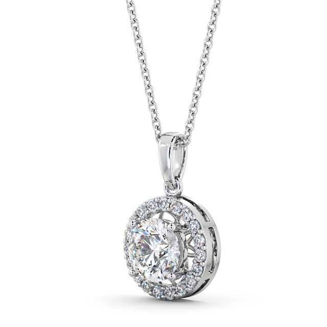 Halo Round Diamond Pendant 9K White Gold - Clara PNT6_WG_SIDE