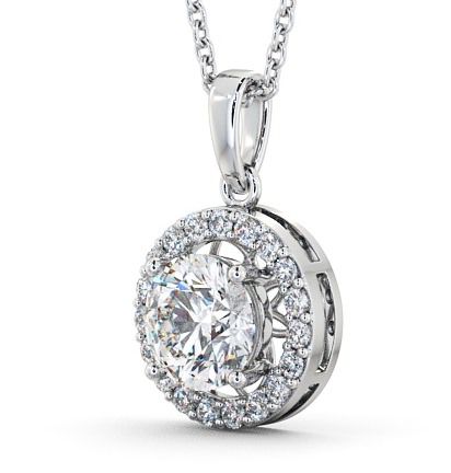 Halo Round Diamond Pendant Silver PNT6_WG_THUMB1 