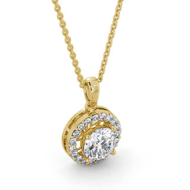 Halo Round Diamond Pendant 9K Yellow Gold - Clara PNT6_YG_FLAT