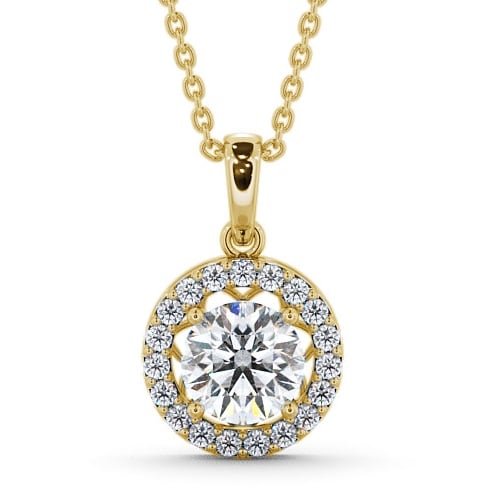  Halo Round Diamond Pendant 18K Yellow Gold - Clara PNT6_YG_THUMB2 
