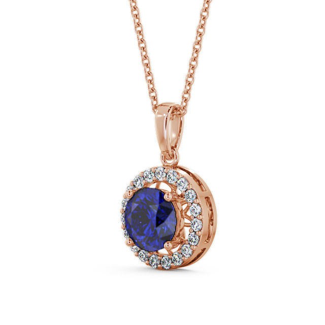 Halo Blue Sapphire and Diamond 1.43ct Pendant 9K Rose Gold - Clara PNT6GEM_RG_BS_THUMB2