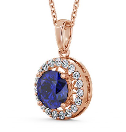 Halo Blue Sapphire and Diamond 1.43ct Pendant 9K Rose Gold PNT6GEM_RG_BS_THUMB1