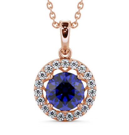  Halo Blue Sapphire and Diamond 1.43ct Pendant 9K Rose Gold - Clara PNT6GEM_RG_BS_THUMB2 
