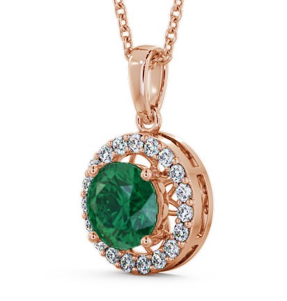 Halo Emerald and Diamond 1.18ct Pendant 18K Rose Gold PNT6GEM_RG_EM_THUMB1 