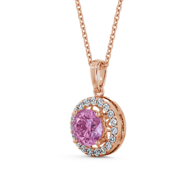 Halo Pink Sapphire and Diamond 1.43ct Pendant 18K Rose Gold - Clara PNT6GEM_RG_PS_THUMB2