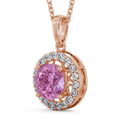 Halo Pink Sapphire and Diamond 1.43ct Pendant 18K Rose Gold - Clara PNT6GEM_RG_PS_THUMB1