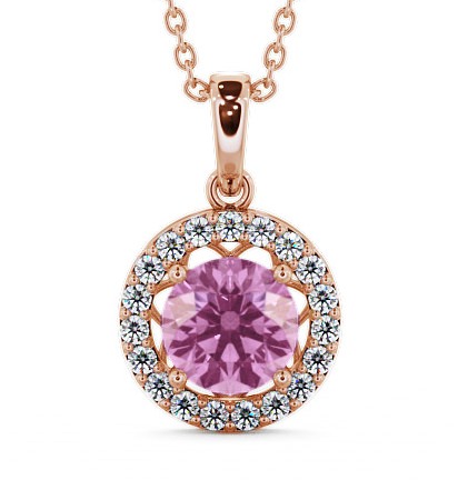  Halo Pink Sapphire and Diamond 1.43ct Pendant 18K Rose Gold - Clara PNT6GEM_RG_PS_THUMB2 