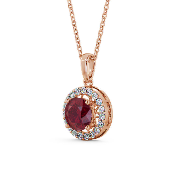 Halo Ruby and Diamond 1.43ct Pendant 18K Rose Gold - Clara PNT6GEM_RG_RU_THUMB2