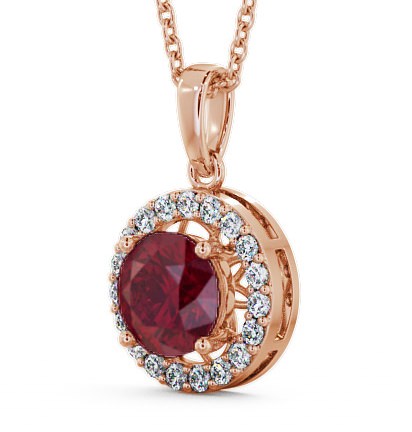 Halo Ruby and Diamond 1.43ct Pendant 18K Rose Gold PNT6GEM_RG_RU_THUMB1 