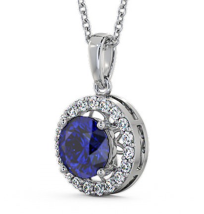 Halo Blue Sapphire and Diamond 1.43ct Pendant 18K White Gold PNT6GEM_WG_BS_THUMB1 