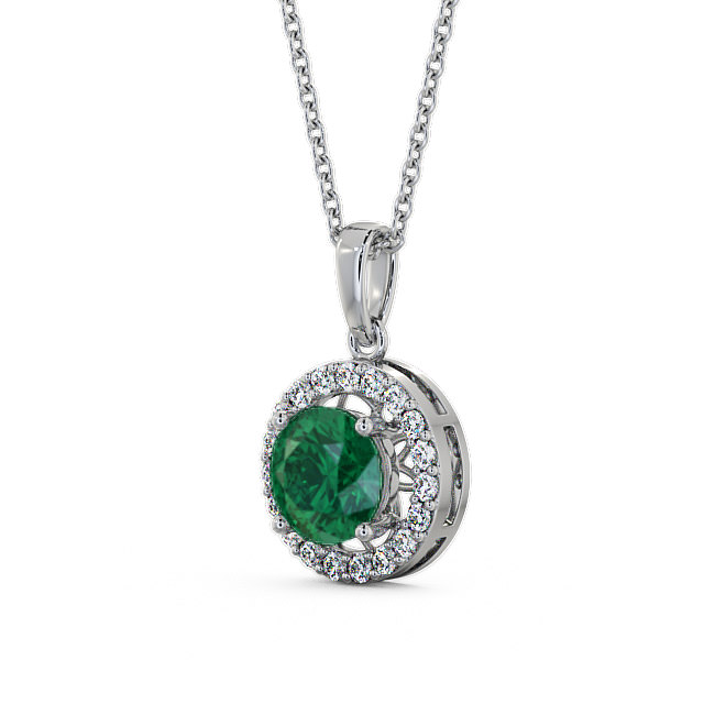 Halo Emerald and Diamond 1.18ct Pendant 18K White Gold - Clara PNT6GEM_WG_EM_THUMB2