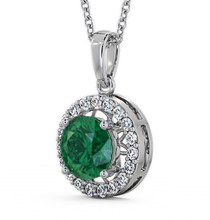 Halo Emerald and Diamond 1.18ct Pendant 18K White Gold PNT6GEM_WG_EM_THUMB1 