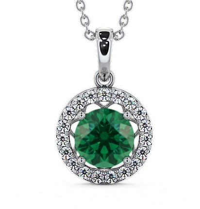  Halo Emerald and Diamond 1.18ct Pendant 18K White Gold - Clara PNT6GEM_WG_EM_THUMB2 