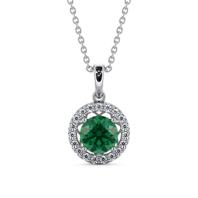 Halo Emerald and Diamond 1.18ct Pendant 18K White Gold - Clara PNT6GEM_WG_EM_THUMB2