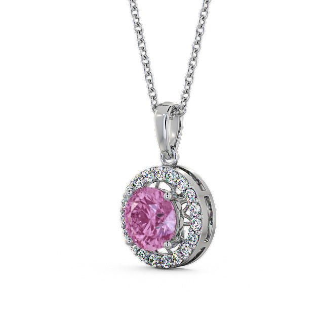 Halo Pink Sapphire and Diamond 1.43ct Pendant 18K White Gold - Clara PNT6GEM_WG_PS_THUMB2