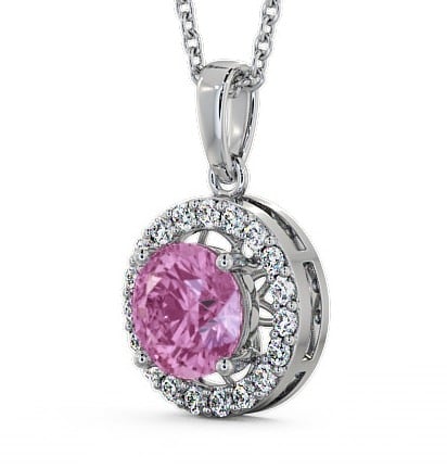 Halo Pink Sapphire and Diamond 1.43ct Pendant 18K White Gold PNT6GEM_WG_PS_THUMB1 