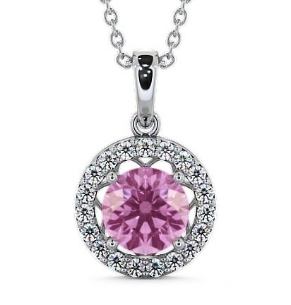 Halo Pink Sapphire and Diamond 1.43ct Pendant 18K White Gold PNT6GEM_WG_PS_THUMB2 