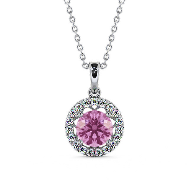 Halo Pink Sapphire and Diamond 1.43ct Pendant 9K White Gold - Clara PNT6GEM_WG_PS_THUMB2