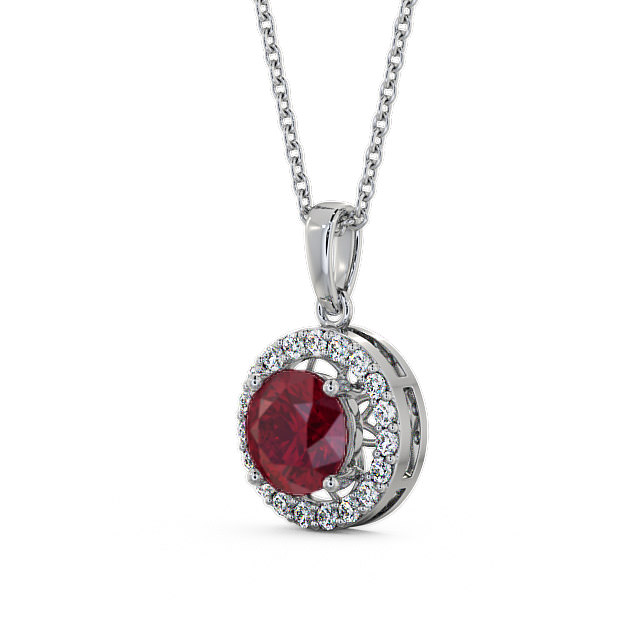 Halo Ruby and Diamond 1.43ct Pendant 9K White Gold - Clara PNT6GEM_WG_RU_THUMB2