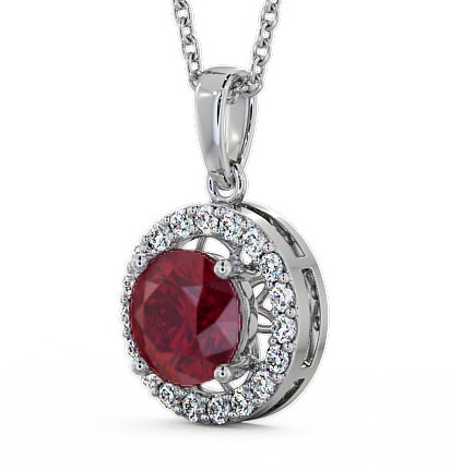 Halo Ruby and Diamond 1.43ct Pendant 18K White Gold PNT6GEM_WG_RU_THUMB1