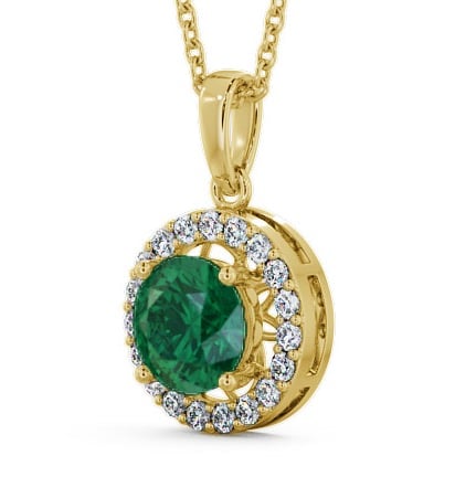  Halo Emerald and Diamond 1.18ct Pendant 9K Yellow Gold - Clara PNT6GEM_YG_EM_THUMB1 