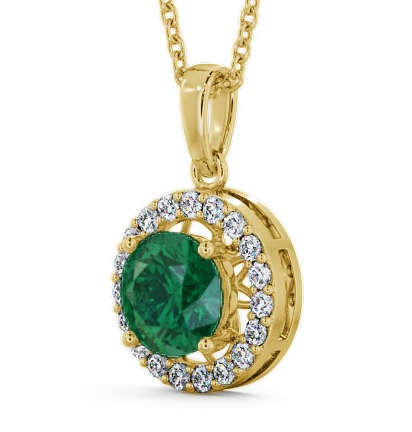 Halo Emerald and Diamond 1.18ct Pendant 18K Yellow Gold PNT6GEM_YG_EM_THUMB1